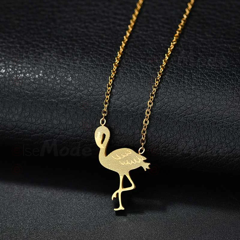 ELSEMODE простое ожерелье под золото колье из нержавеющей стали с красным журавлем