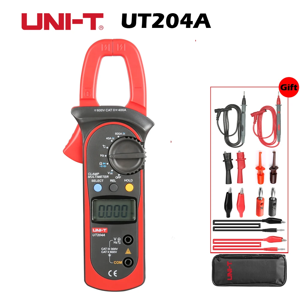 UNI T UT204A клещи мультиметр с автоматическим переключением диапазонов pinza amperimetrica цифровые данные показать amperimetro измеритель емкости токовый зажим