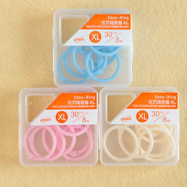 XL I.d. 30mm 8Pcs 1 коробка креативные прозрачные красочные пластиковые круглые кольца зажимы альбомы Отрывные книги Биндер обручи Детские офисные принадлежности для переплета - Цвет: XL I.d. 30mm 8Pcs