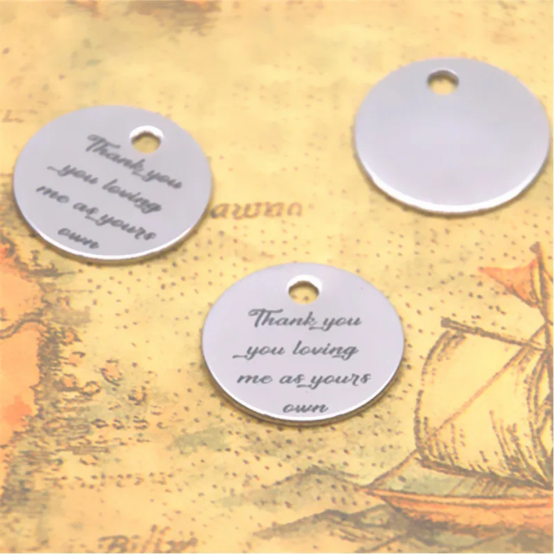 

10pcs Thank you you loving me as yours own charm silver tone message charm pendant 20mm