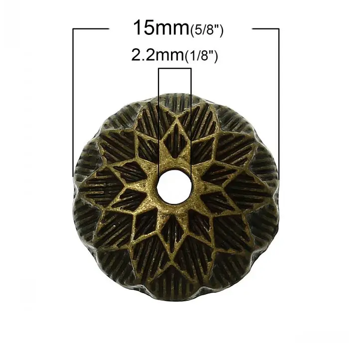 Круглые античные бронзовые бусины 8 сезонов (подходят для бусин 14 мм) резные цветы