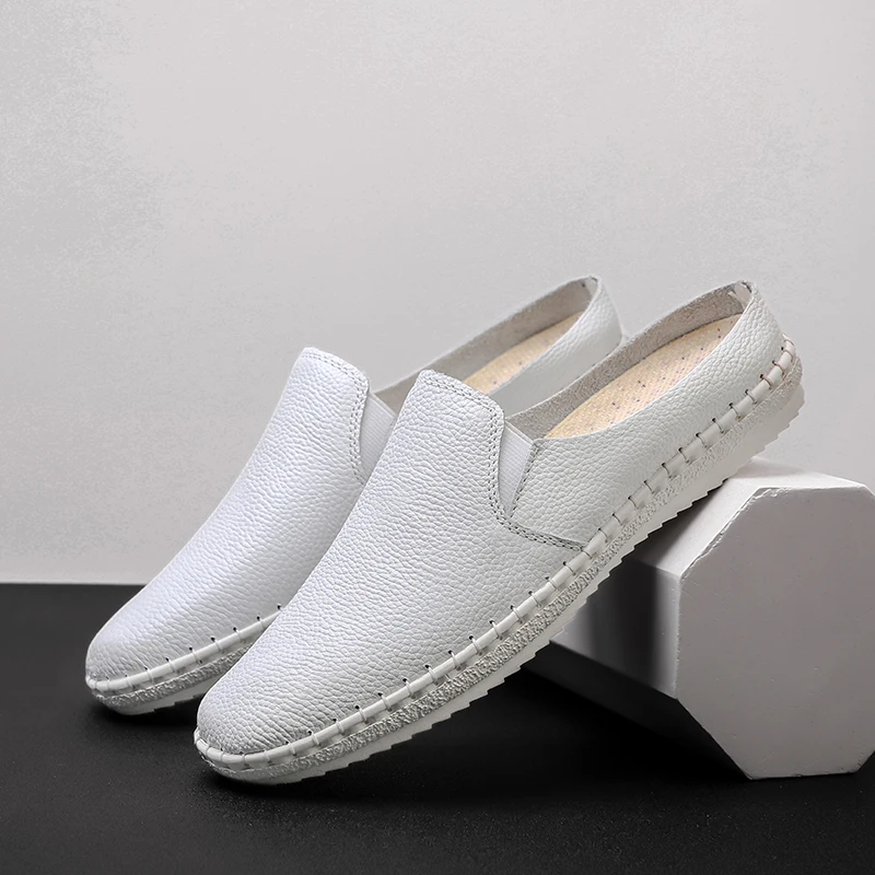 

Men Big Size Sandals 2019 Summer Half Slippers Men Shoes Genuine Leather Beach Sandals