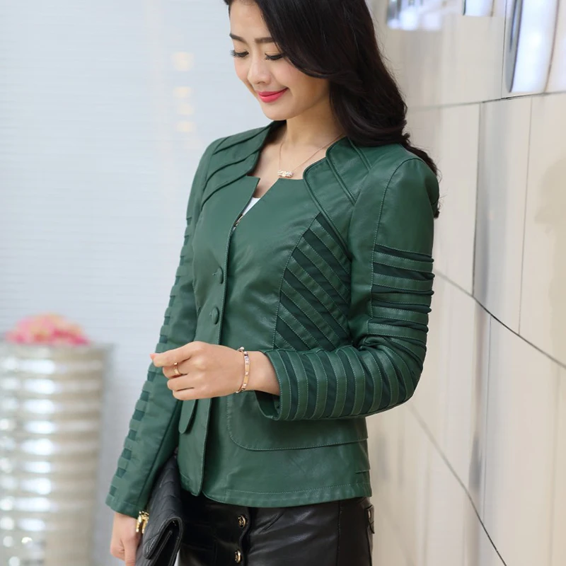 2020 Модная тонкая куртка из искусственной кожи Женское пальто новый европейский