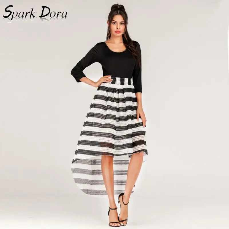 SparkDora 2019 Round Collar Long Sleeve Two piece Half length Dress Summer Clothes For Women | Женская одежда