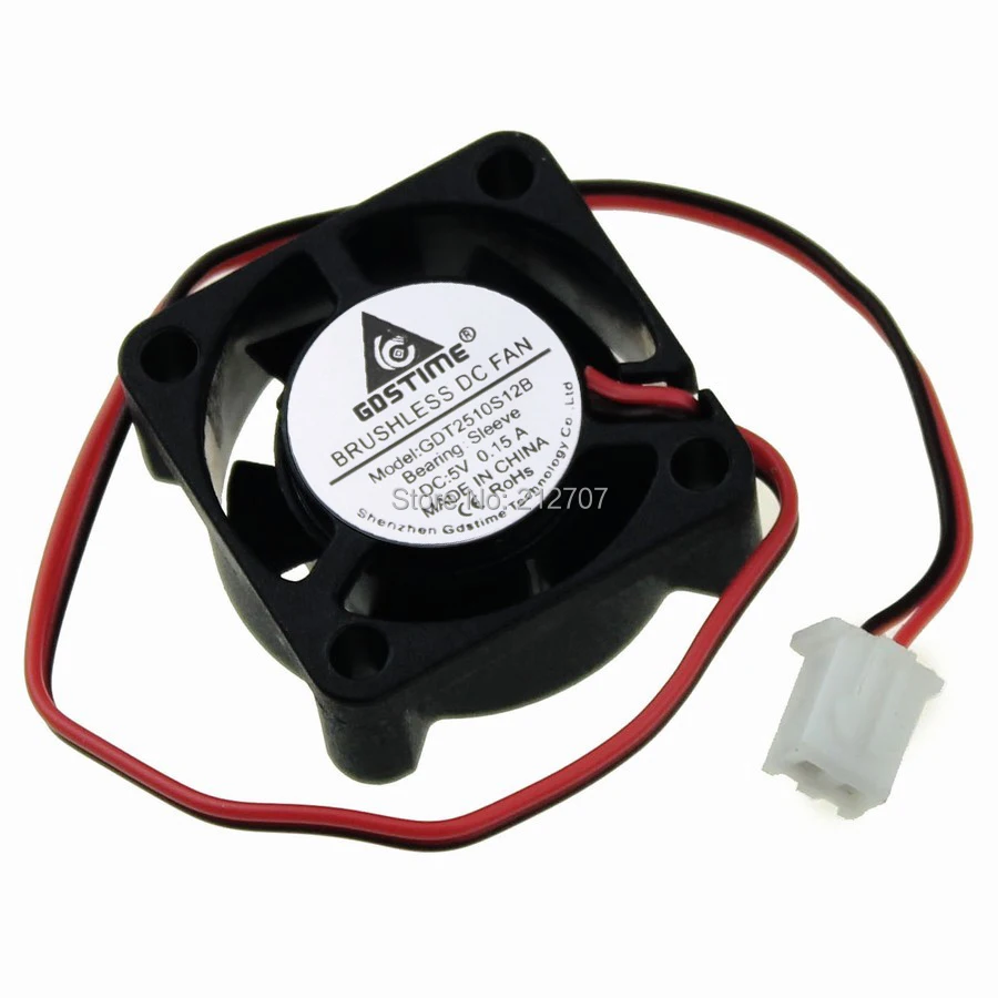 

100PCS Gdstime Small Brushless DC Cooling Fan 5V 25mm 2.5cm 25x25x10mm 2510S XH2.54-2Pin