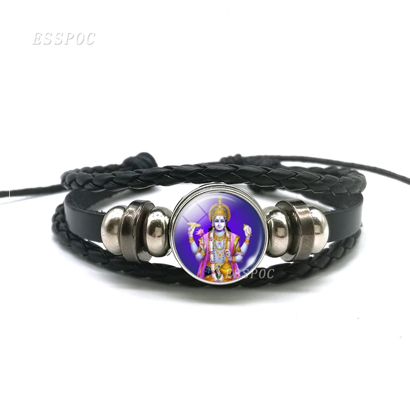 Модный кожаный браслет Akshmi с кнопками богини ювелирные изделия Lakshmi Hinduism
