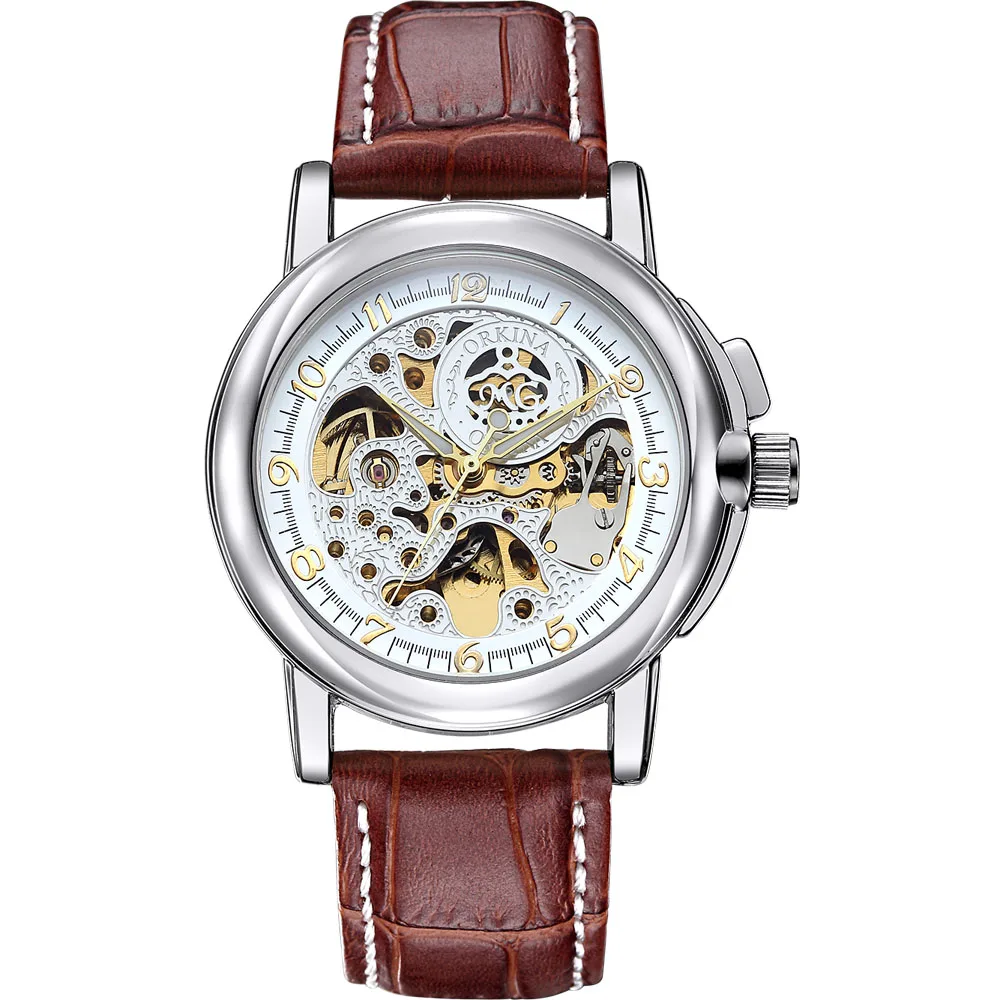 ORKINA мужские часы Топ бренд Роскошные автоматические Модные Скелет Механические