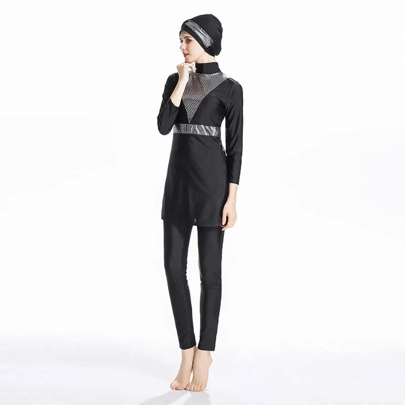 BAILUNMA Плюс Размер Burkinis Мусульманский купальник с принтом исламский женский Мусульманский купальник с полным покрытием скромный купальный костюм с хиджабом костюм 066