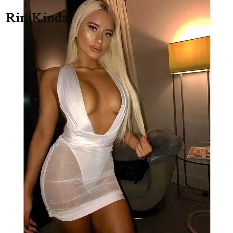 RINIKINDA новинка женское сексуальное облегающее платье с глубоким v-образным