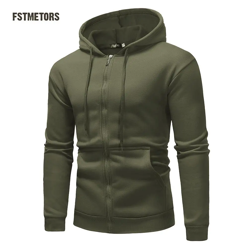 2018 Men's Hoodie Casual Solid Color Zipper Neutral Minimalist Fashion Sports | Мужская одежда