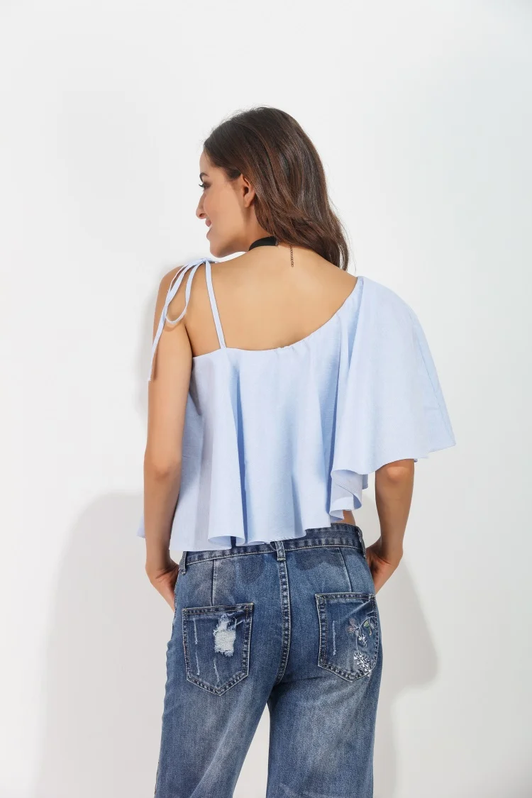 2017 blusas Одно плечо блузка рубашка женщины топы Лето irregural сорочка femme Элегантный