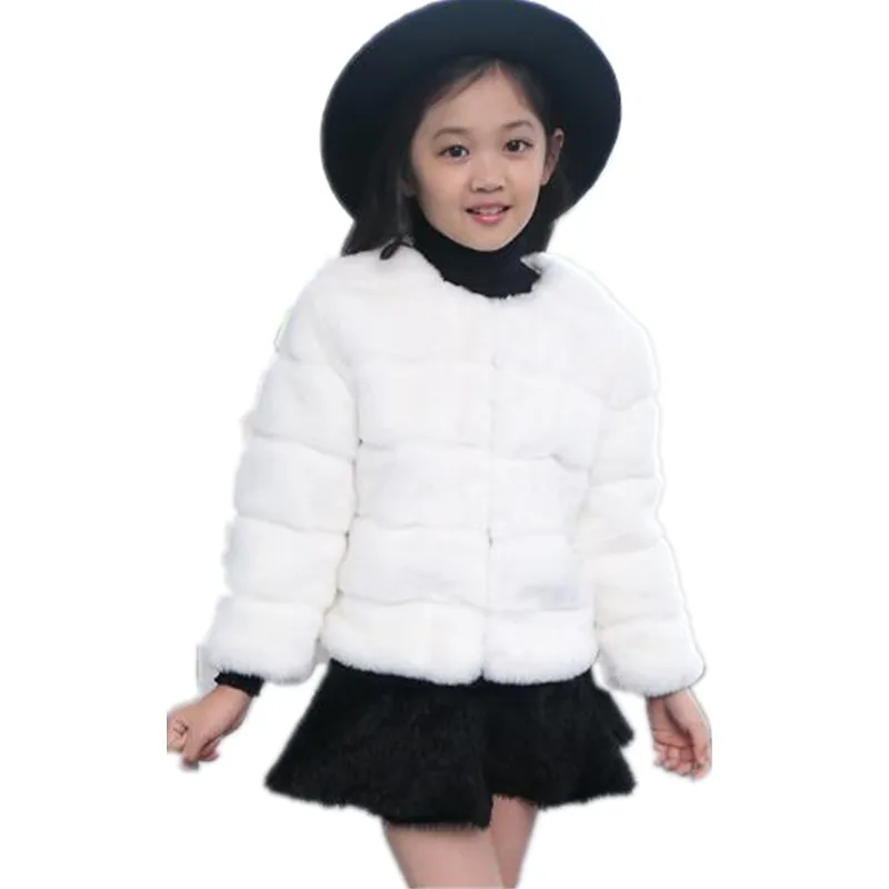 Пушистый 2018 новорожденных девочек осень-зима пальто с искусственным мехом