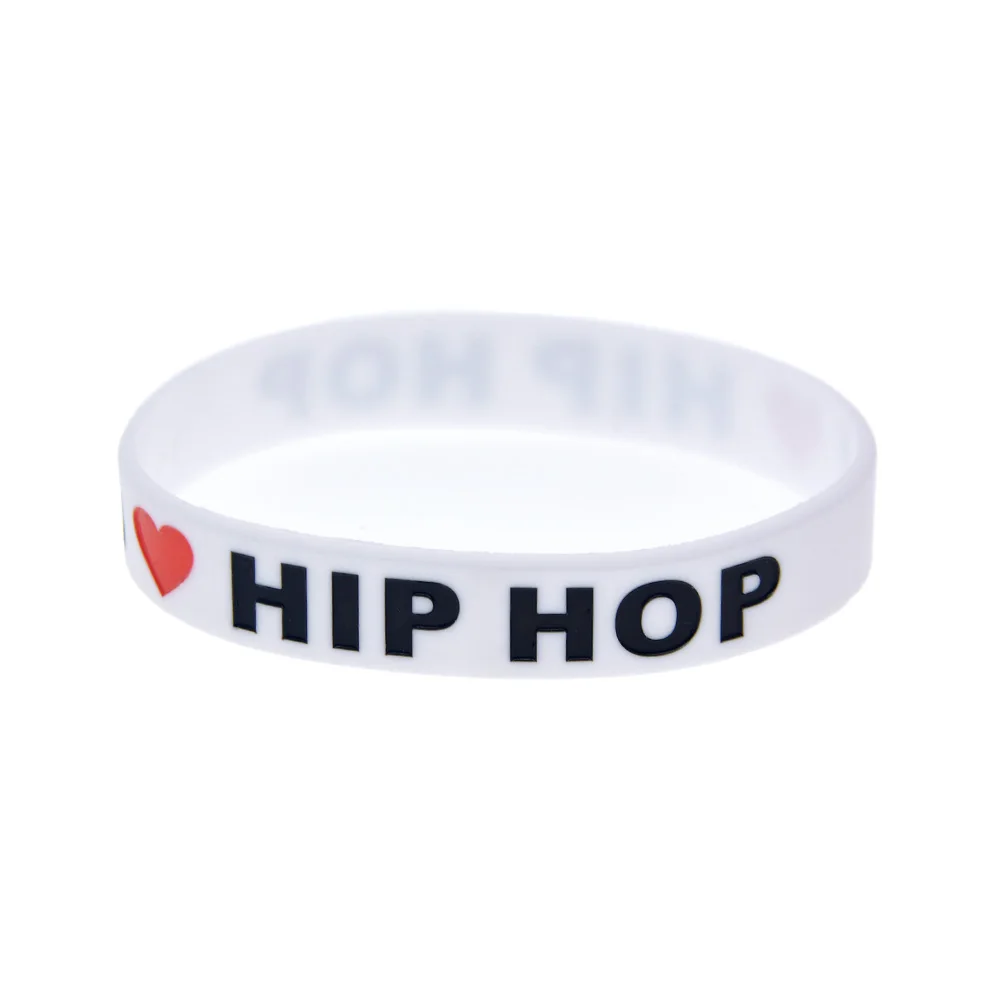 1 шт. ансамбль &quotI Love Hip Hop&quot Силиконовый браслет Черный и белый для фанатов