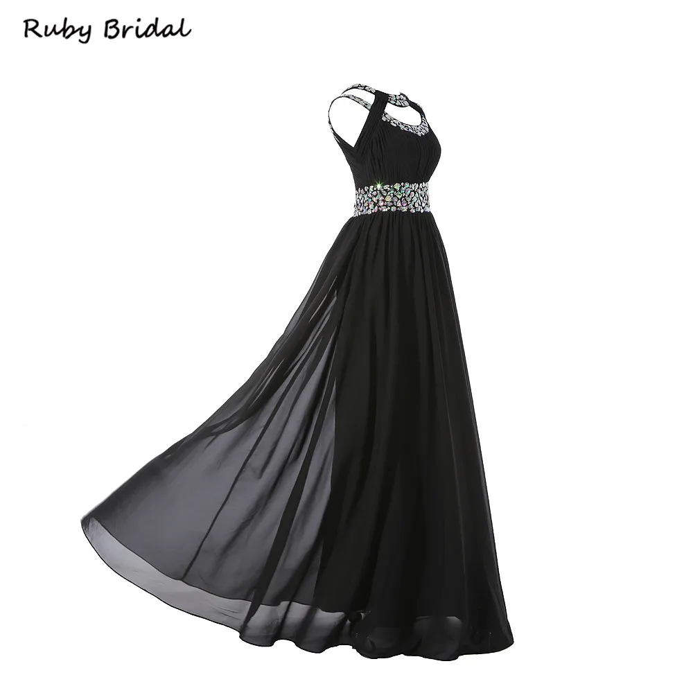 Ruby Bridal 2017 Vestidos De Fiesta длинные черные вечерние платья трапециевидной формы