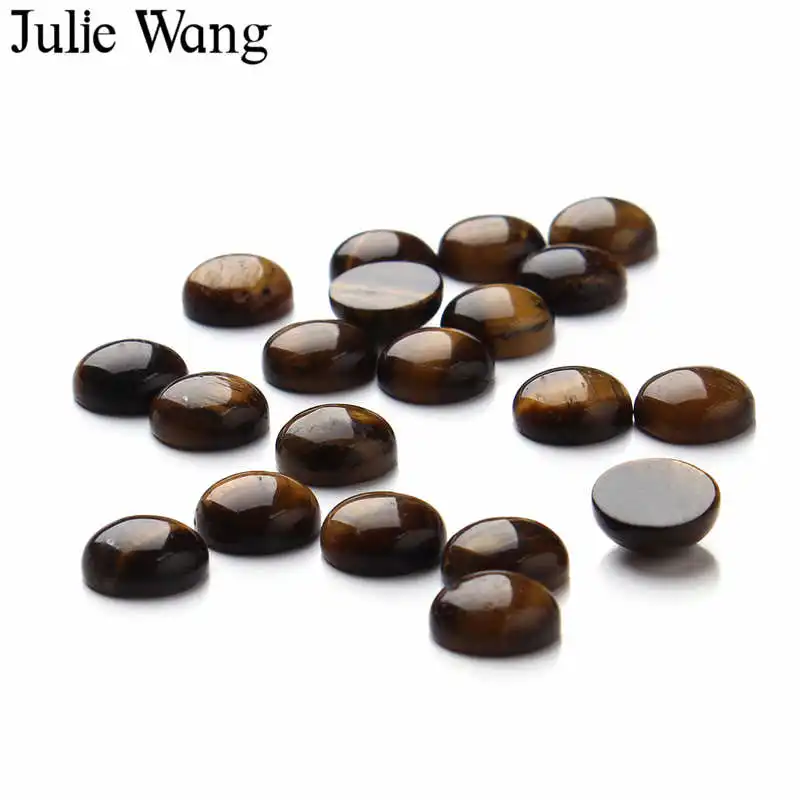 Julie Wang 10 шт. 14/18 мм кабошоны из коричневого камня с плоским основанием