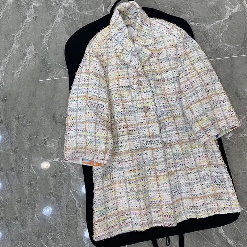 High Quality Rainbow Jacket Women Autumn Winter Runway Fashion Long Sleeve Women Outfit with Silk Lining