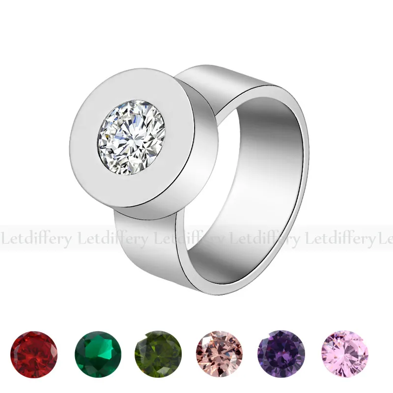 Letdiffery 7 цветов Кристалл bague femme нержавеющая сталь сменные CZ камень кольцо может Прямая поставка