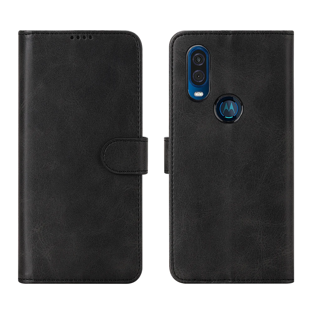 Роскошный чехол из натуральной кожи для Motorola Moto One Vision с откидной крышкой