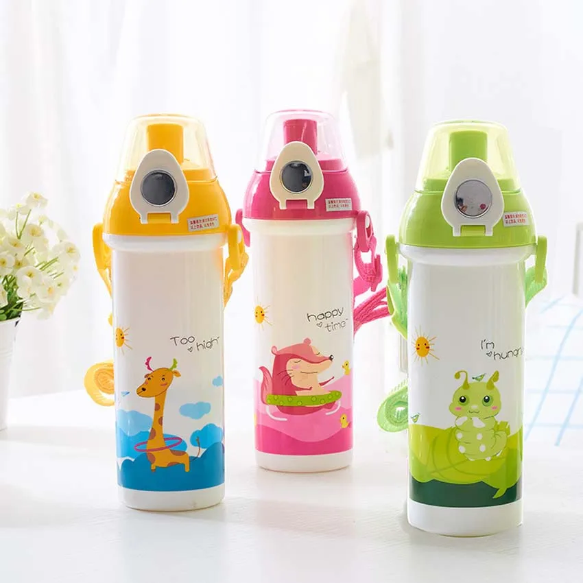 Бутылка с водой мультфильма детские пластиковые бутылки для воды в соломе