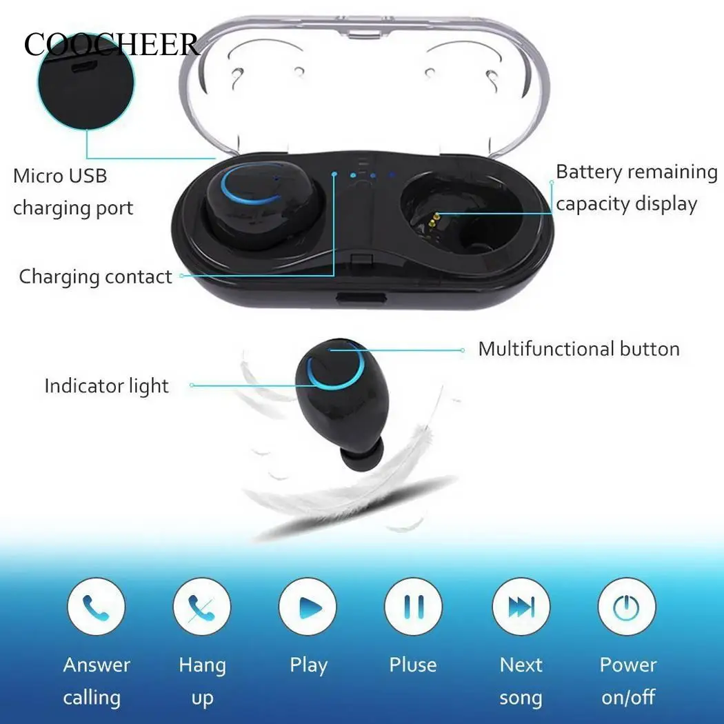 Twin Wireless 4.2 Q18 Bluetooth Headset Mini In-Ear Hidden | Электроника