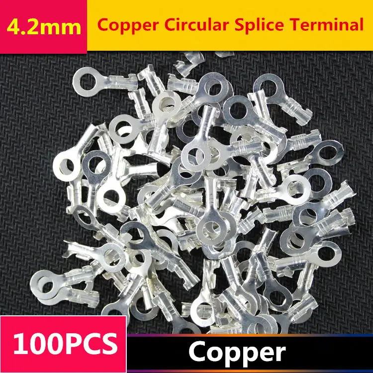 100 шт./лот T025 4 2 мм медный Циркулярный Соединительный терминал провод без одежды