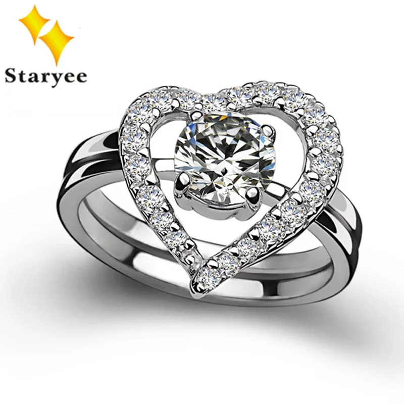 

Moissanite Engagement Ring Set for Women Perfect Matching Genuine 14K Solid White Gold 0.8 Carat Heart Shape for Your Lover