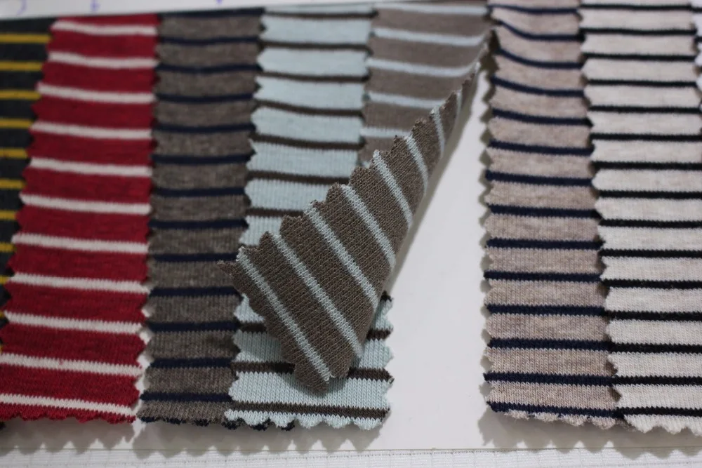 Оптовая продажа с фабрики прямая полоса 1*1 рубчик трикотажная ткань F522 #