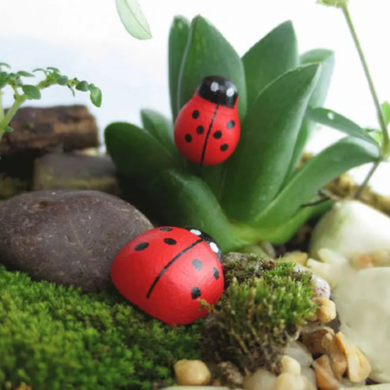 100 ⑤ упак. деревянная Божья коровка стикер дети окрашенные клей обратно DIY