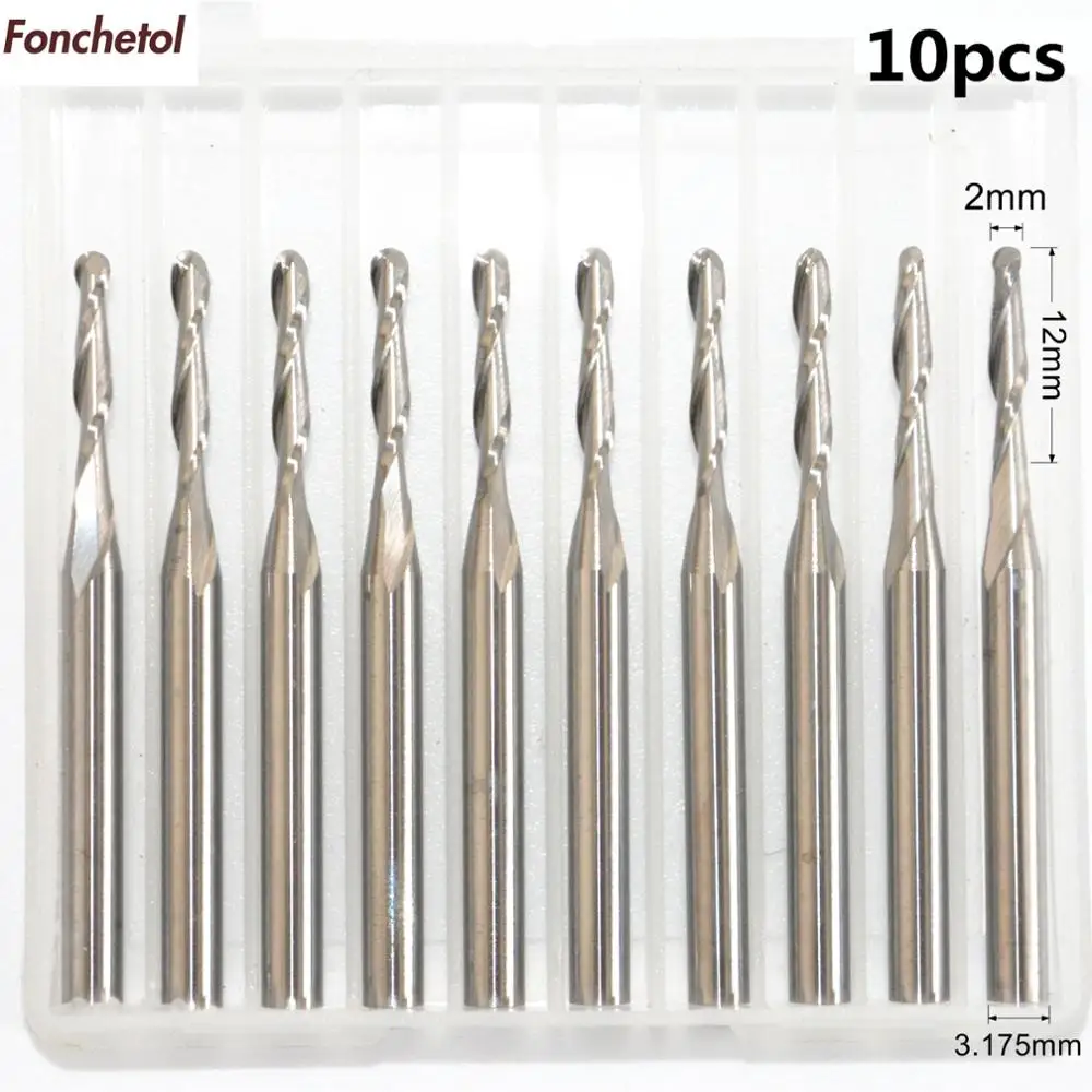 3.175mm*2.0mm*12mm Freeshipping CNC solid carbide End Mill 2 flutes ball nose router bit wood tool Relief Milling Cutter|ball bit|milling