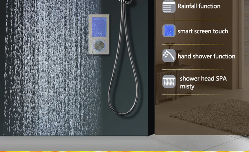 Наборы для душа Интеллектуальный ЖК-цифровой 2" SPA Mist LED Touch Mixer Набор для душа