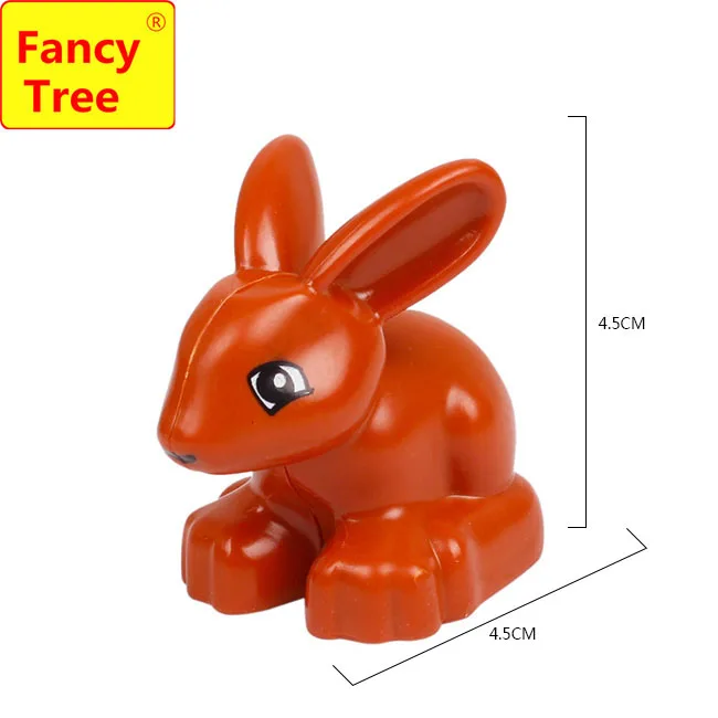 brown rabbit Совместимые с Duplo Основные строительные блоки с крупными частицами аксессуары животные зоопарк утка овца кошка корова свинья лошадь игрушки подарочные кубики - Цвет: brown rabbit