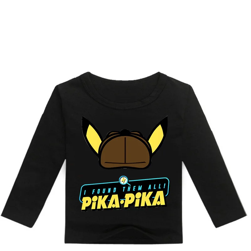 DLF 2-16Years модные Pokemon Detective футболка Пикачу детская повседневная одежда для малышей, футболка с рукавом для мальчиков футболки для девочек, топы с длинными рукавами