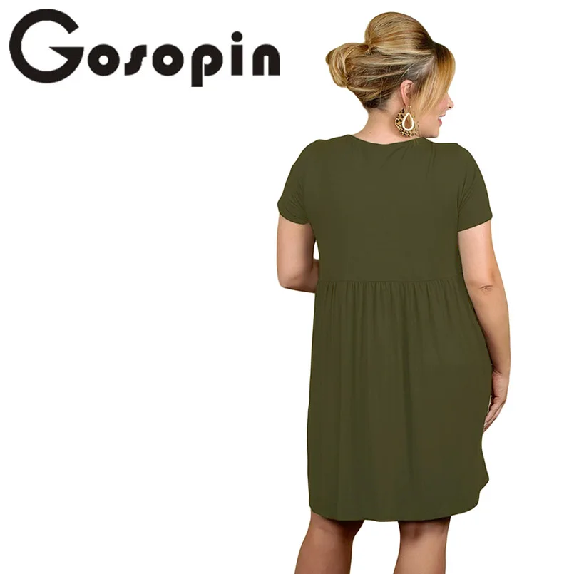 Gosopin повседневное летнее платье больших размеров 2019 модное однотонное средней