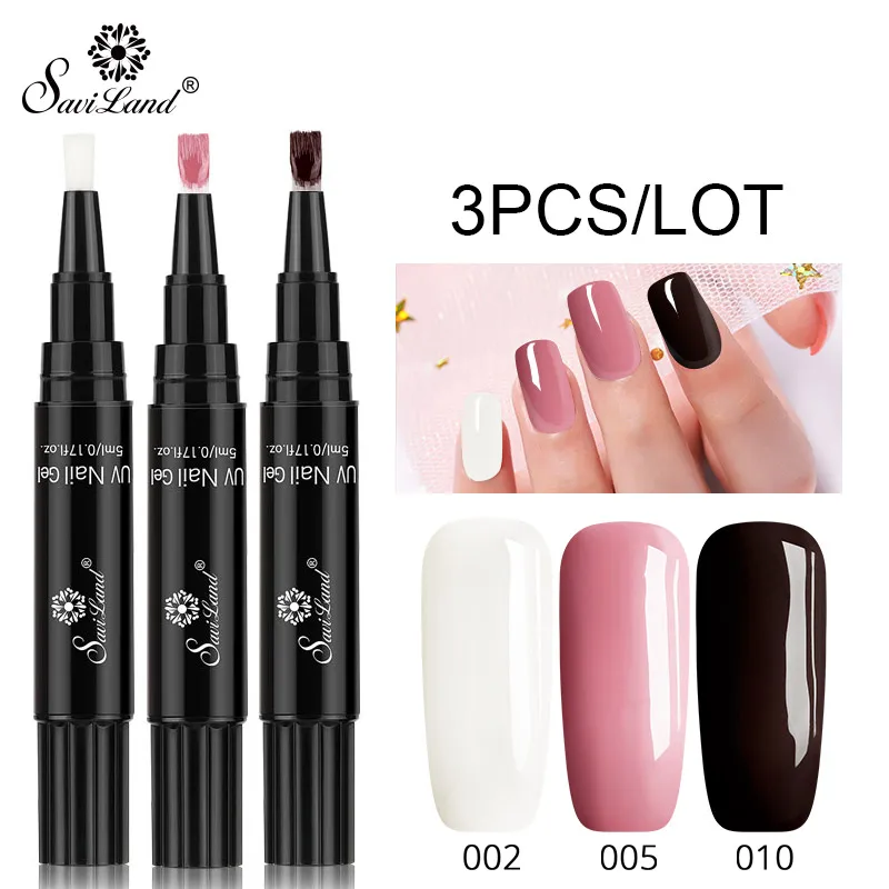 002 n 005 n 010 Saviland 3 шт./лот гель лак для ногтей ручка блеск 3 в 1 один шаг 60 цветов гель для ногтей маникюр гибридный УФ-гель лак для нейл-арта инструменты - Цвет: 002 n 005 n 010