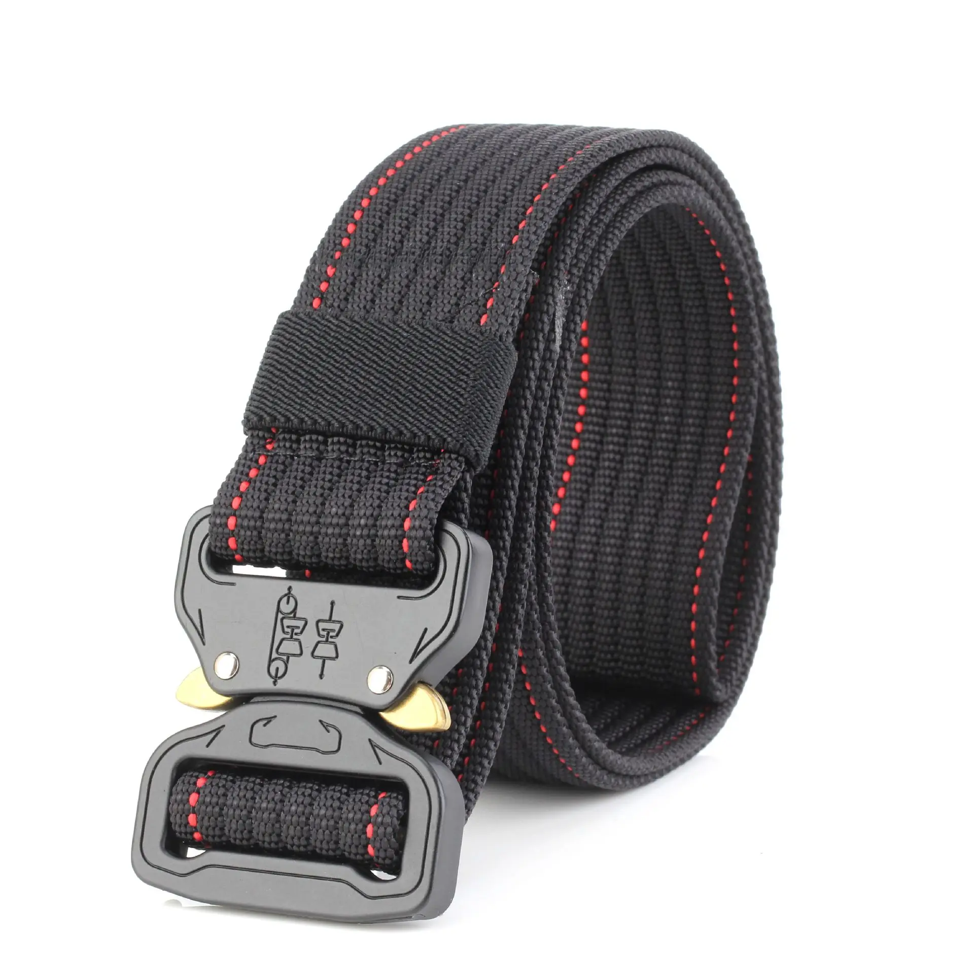 Black Red Belt 10 цветов, военный инвентарь, черный ремень, мужские тактические дизайнерские ремни для джинсов, брюк, нейлоновый ремень, Холщовый пояс с металлической пряжкой - Цвет: Black Red Belt