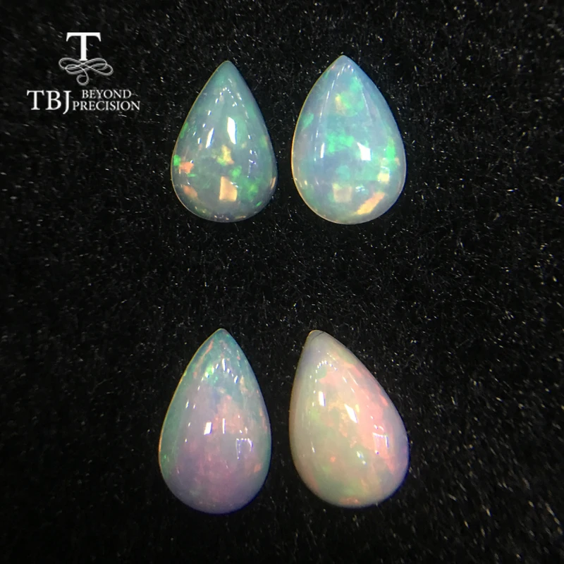 Tbj натуральный Эфиопский цветной опал pear6 * 9 мм 2 шт. высокое качество натуральные