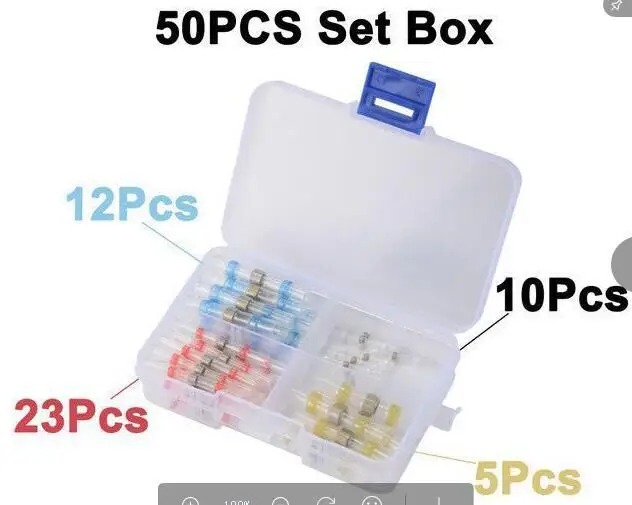 

50PC kit solder heat shrinkable terminal, solder shrink tube, solder ring heat shrink tube solder heat solder wire connectors