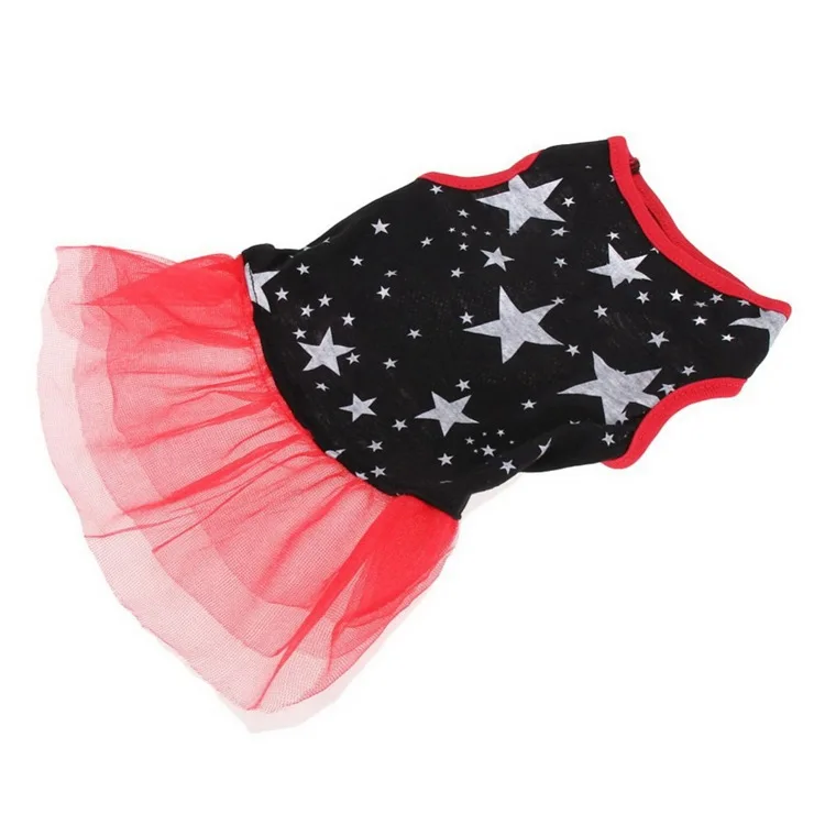 Черная красная летняя одежда для собак летнее платье в горошек со звездами