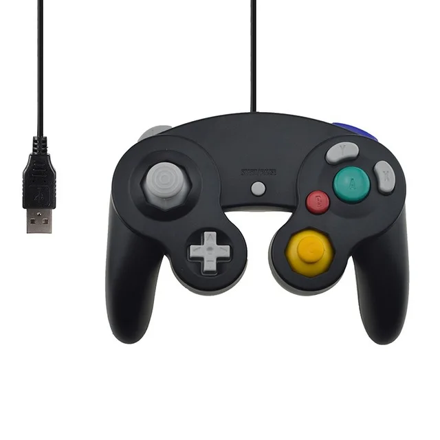 Для Gamecube контроллер USB проводной ручной джойстик для Mund для NGC GC контроллер для MAC компьютера ПК геймпад Mando аксессуар - Цвет: Черный