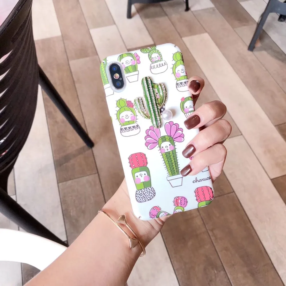 cactus print design cute cartoon stereoscopic cover for apple iphone 6 6s 6P plus iPhone 7 7P 8 8P X soft mobile phone Case |