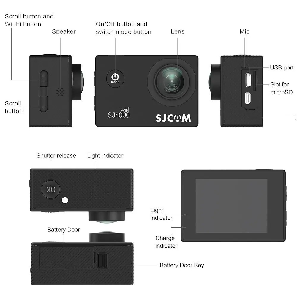 Продажа SJCAM SJ4000 AIR 4K 30FPS экшн- камера Full HD Allwinner 4K Wifi 2,0 " экран мини шлем Водонепроницаемая Спортивная DV камера