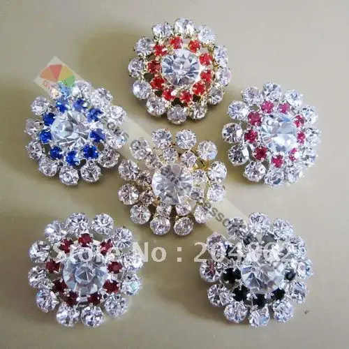 20 шт. 30 мм пуговицы из чешского горного хрусталя круглые металлические