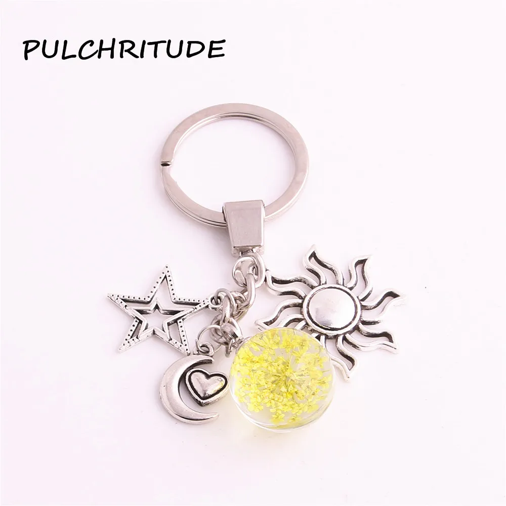 Кольцо для ключей из металлического сплава PULCHRITUDE 2 шт./лот брелок с сушеным