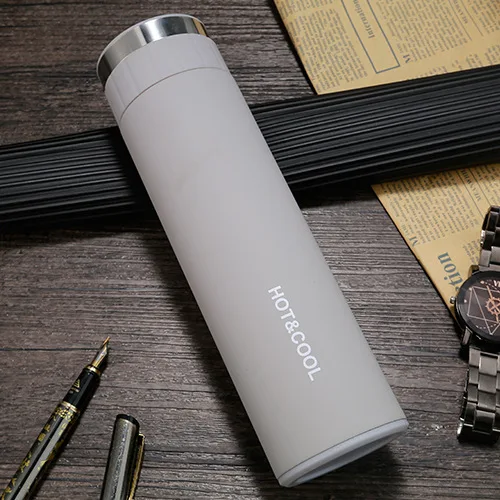 Gray 500 мл 304 термосы для чая и кофе из нержавеющей стали портативные прямые термосы для сохранения холода и горячей воды с бутылка с сеточкой для заваривания чая - Цвет: Gray