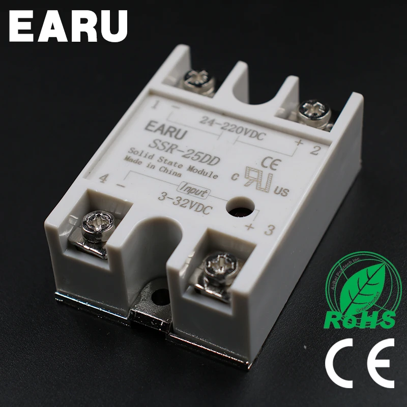 1 шт. твердотельное реле SSR-25DD 25A 3-32V DC вход к 24-220V DC SSR 25DD SSR-25 DD промышленное управление оптом с завода Горячая Распродажа