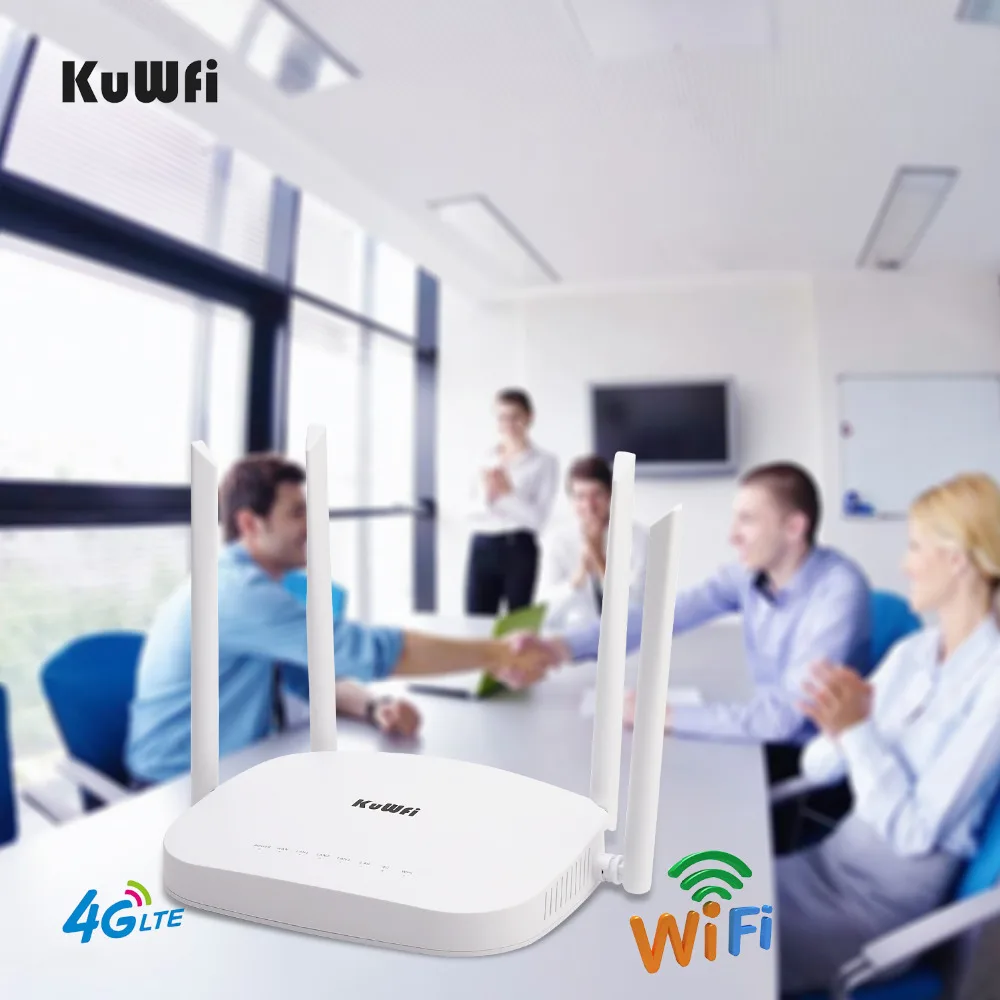 KuWFi 4G LTE Wifi Router 300 Мбит / с 3G Беспроводной CPE маршрутизатор поддержкой слотов для SIM