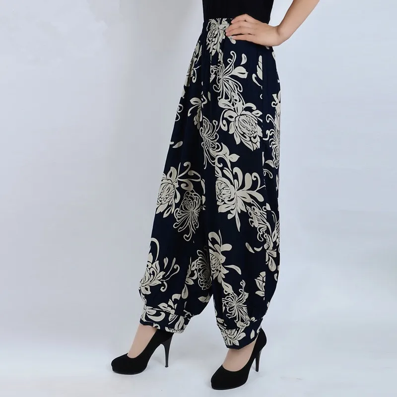 Хлопковые Шелковые штаны для танцев широкие больших размеров пожилых людей