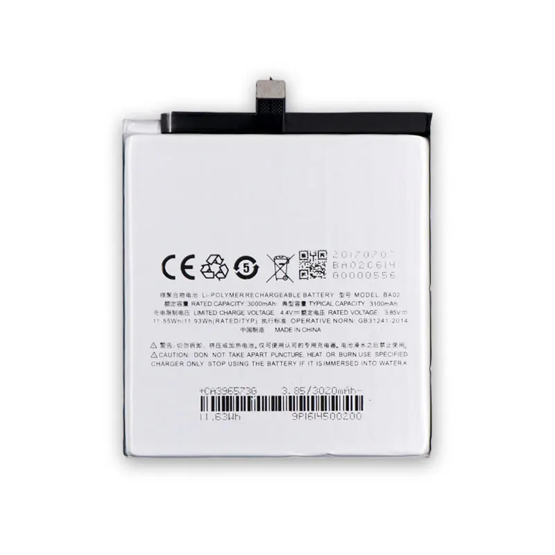 Новый BA02 3100 mAh перезаряжаемый для мобильных телефонов Батарея Meizu Meizy A680Q M3E MeiBlue