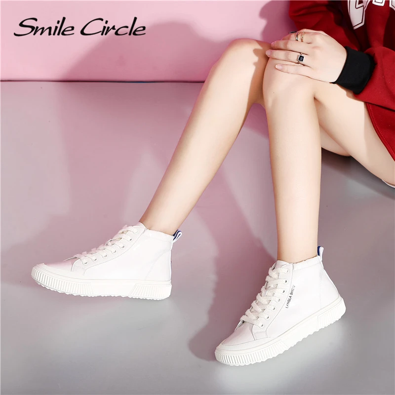 Женские лакированные кроссовки Smile Circle модная повседневная обувь на плоской