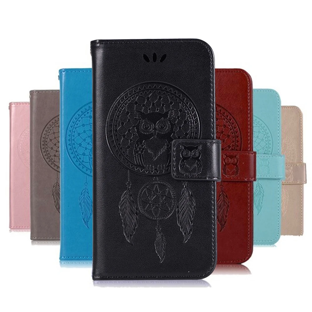Dream Catcher Owl Pattern Book Case Leather For Huawei Y6 Prime 2018 / Flip Wallet Cover Shell Card Money Slots Holder | Мобильные